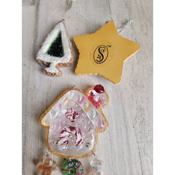 Glitter cannon falls gingerbread house Cookie Tree star set ornament Xmas - Picture 7 of 8